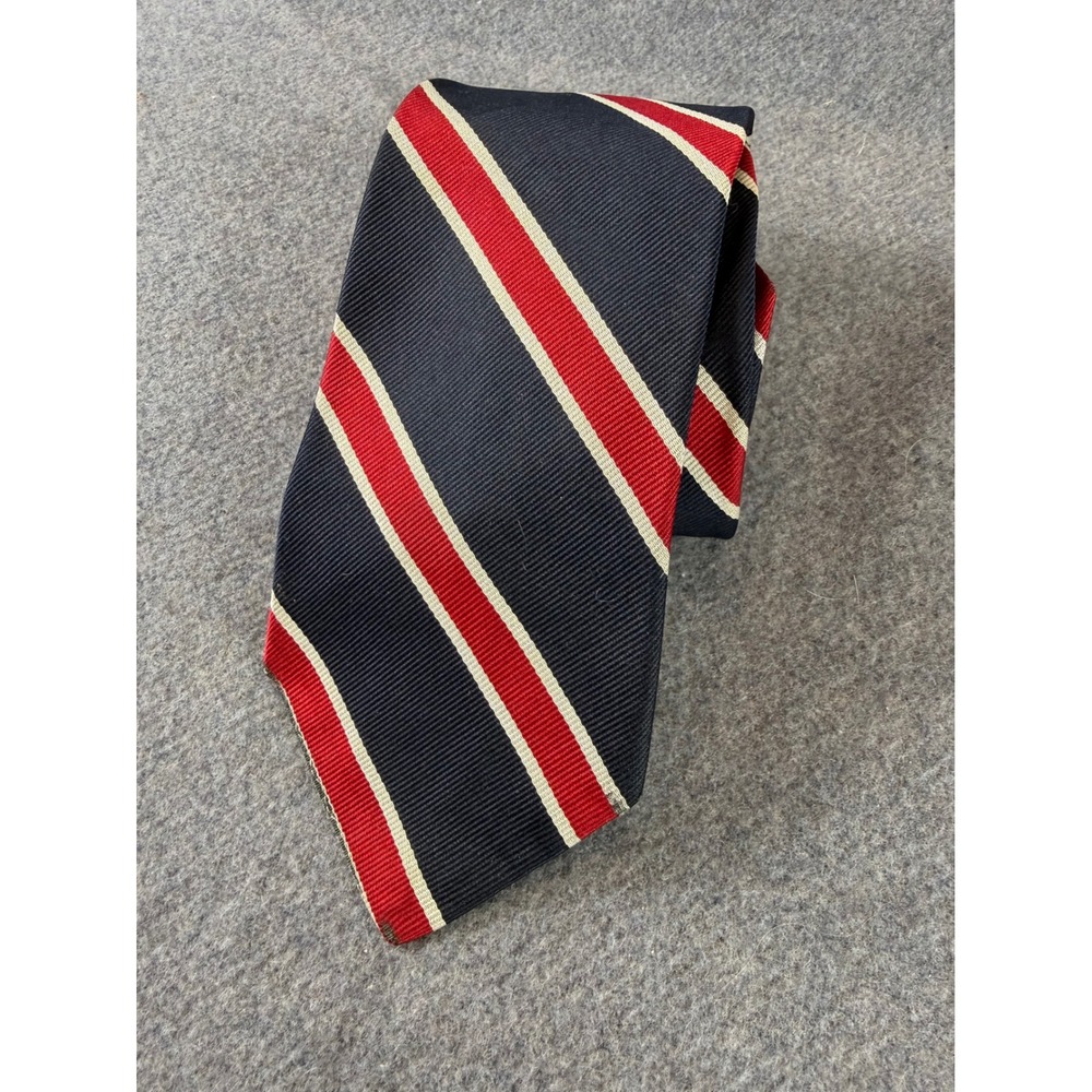 Brooks Brothers Necktie Mens Navy Blue Red Striped Silk Woven in England